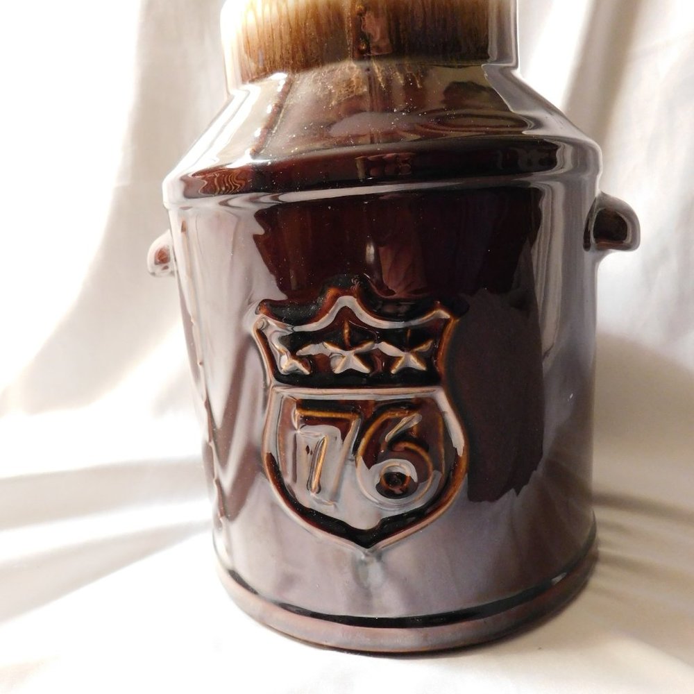 McCoy Pottery Bicentennial Cookie Jar Brown Drip Line 1776-1976 Vintage - Picture 2 of 7